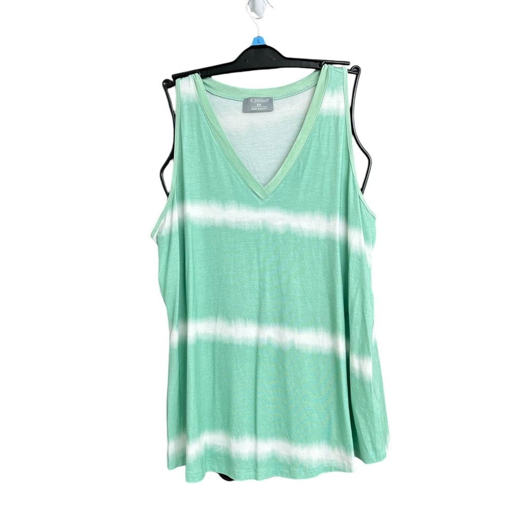 K. Jordan Green Tie Dye V-Neck Sleeveless Tank Top Shirt Size 2X